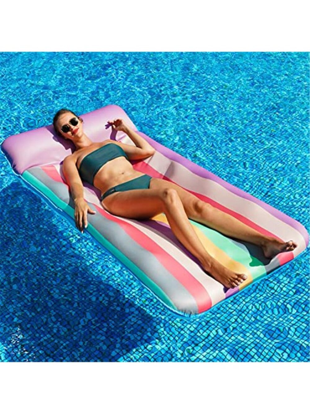 Oversized Pool Float Lounge Chair Inflatable Floatie Adult Purple Stripe Large